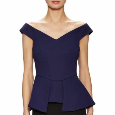 C/MEO Collective ''Beside You Bodice'' Off Shoulder PeplumBustier in Navy Size M