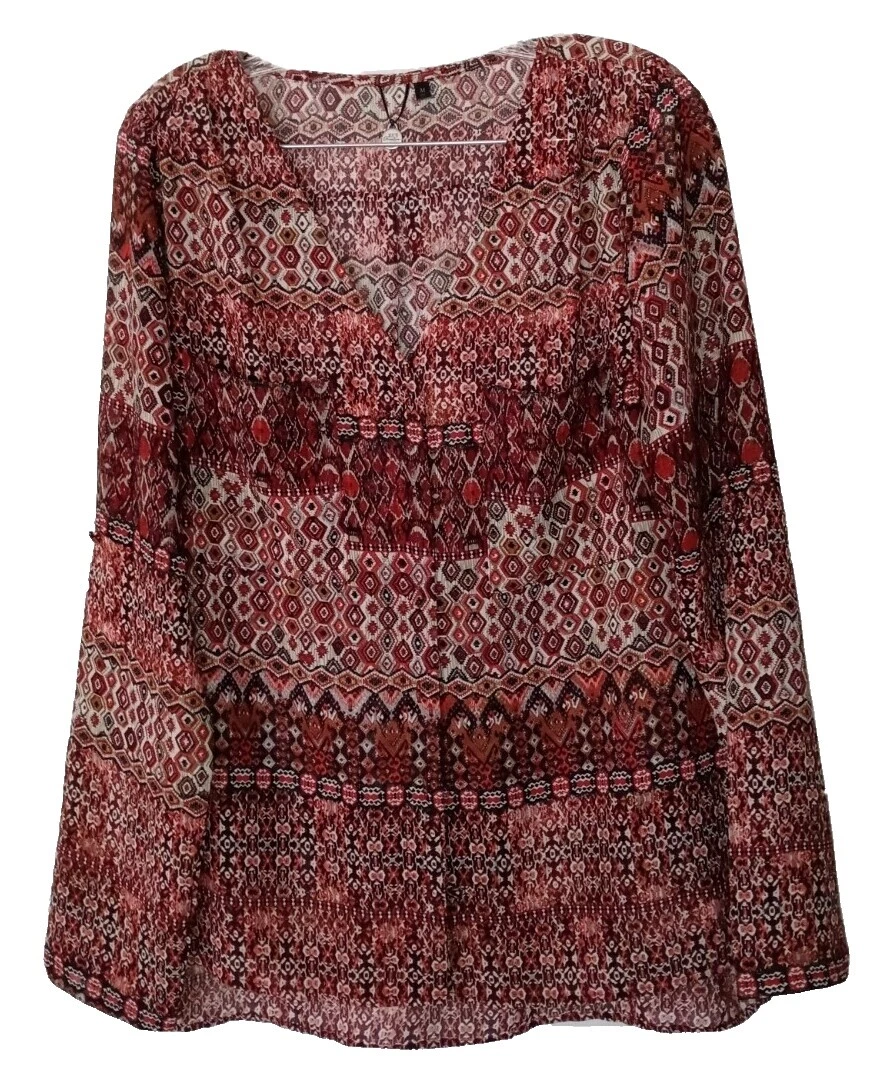 Buckle Paisley Blouse Tops for Women