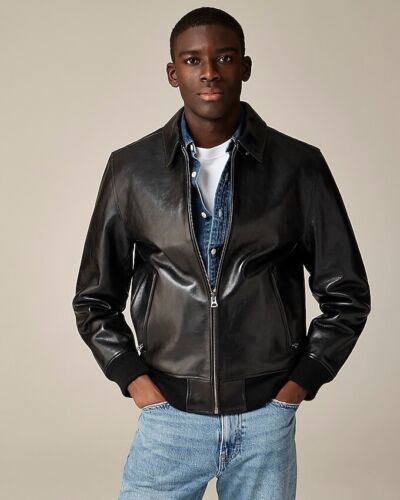 New Jcrew J Crew Italian Leather Jacket Size Small Black $798 NWT - Picture 3 of 8
