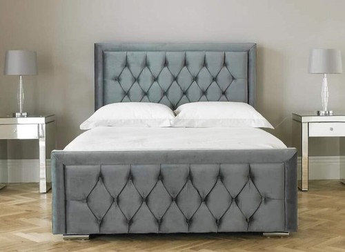 HILTON PLUSH VELVET BED FRAME 5 SIZES SINGLE - SUPER KING MATTRESS OPTION - Picture 9 of 42