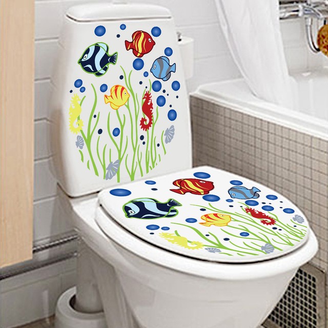 Removable Toilet Seat Cover/Lid Sticker Decorative Sea