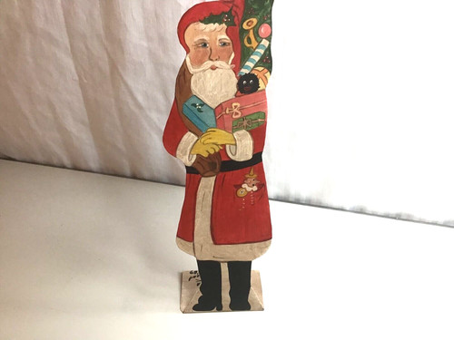 Vintage Metal Hand Painted Santa & Signed 9 1/2 tall Anita Horwood N.Y. BB