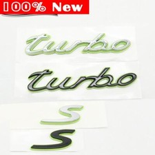Green Chrome Black Turbo S Emblem Badge Rear Trunk Tailgate Sticker Decal Set