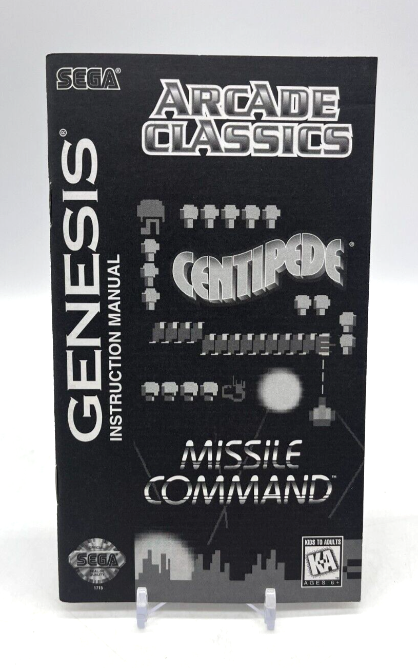 Arcade Classics Centipede Missile Command (Sega Genesis) Instruction ...