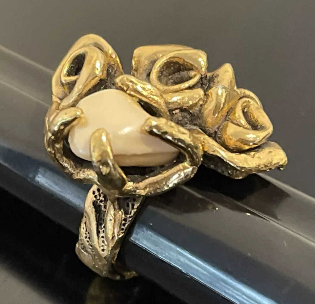 CROWN TRIFARI JONATHAN BAILEY PEARL NUGGET FLORAL RING SIZE 6.75