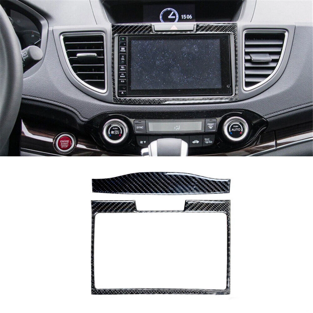 For Honda CR-V 2015-2016 Carbon Fiber Interior Navigation Systerm Cover Trim 2*