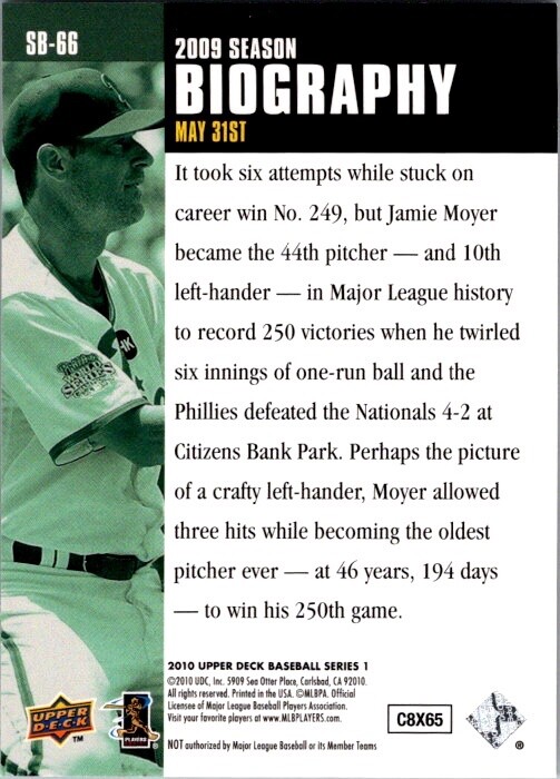 2010 Upper Deck - Season Biography #SB-66 Jamie Moyer | eBay