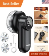 Efficient Lint Shaver with Digital Screen - 3 Adjustable Speeds & Accessories