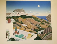 THOMAS McKNIGHT PATMOS SERIES SIGNED NUMBERED SERIGRAPH CHORA VIEW WITH COA