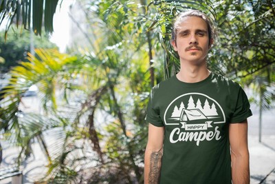 Men's Happy Camper T Shirt Tent Shirts Camping Tee Nature Tshirt Wanderlust Clot