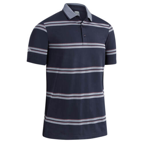 Callaway Golf Mens Oxford Stripe Polo Shirt - Peacoat - S - Picture 1 of 2