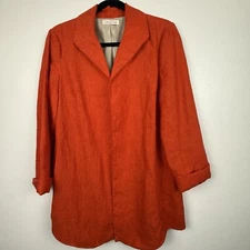 Coldwater Creek Red Linen Blazer Open Front Size 10 Vacation Versatile Career