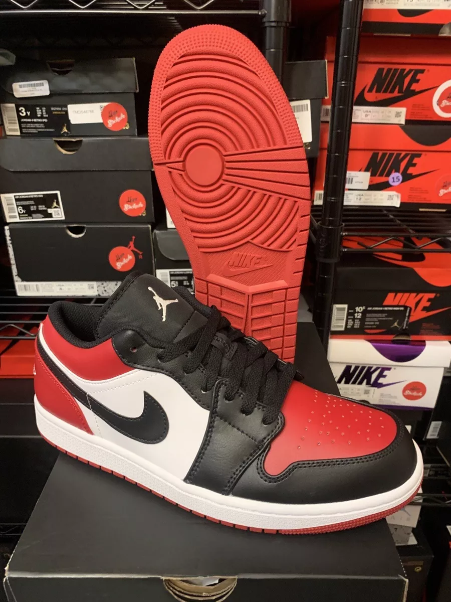 Nike Air Jordan 1 Low Bred Toe Black Red Retro Shoes 553558-612