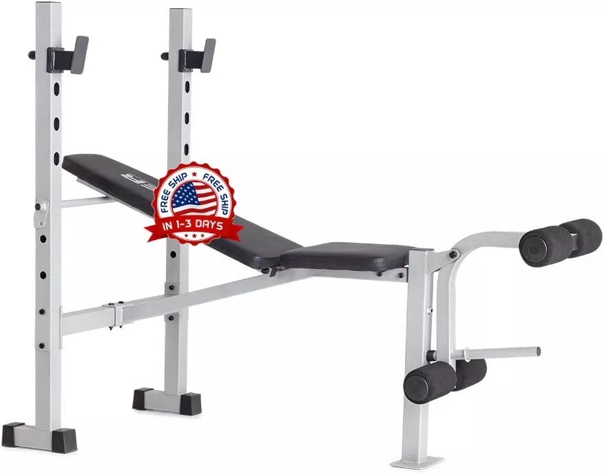 Banco de Pesas y Estante de 410 Lb de Capacidad Total Ejercicio Gimnasio en Casa