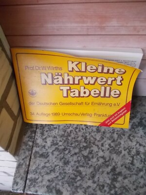 Kleine Nährwert Tabelle, von Prof. Dr. W. Wirths, aus dem Umschau Verlag 1989