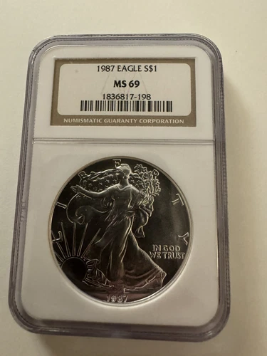1987 NGC Silver American Eagle Dollar MS69