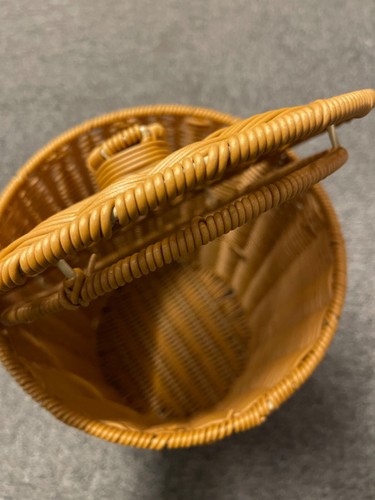 Pattumiera in vimini pattumiera intrecciata cestino rifiuti in rattan con coperchio cestino portaoggetti - Foto 7 di 14