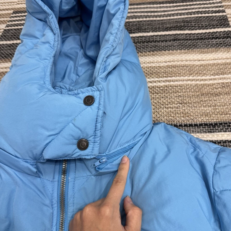 Chaqueta acolchada de gran tamaño Free People Emmy Swing Puffer XS azul invierno con capucha Foto 4 de 4