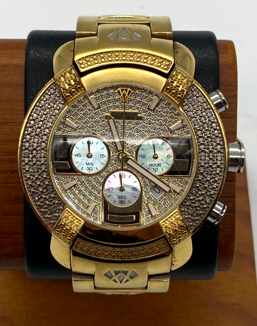 Aqua Master Gold Tone Chronograph 20 Diamond Quartz Men's Watch 45mm SAM79