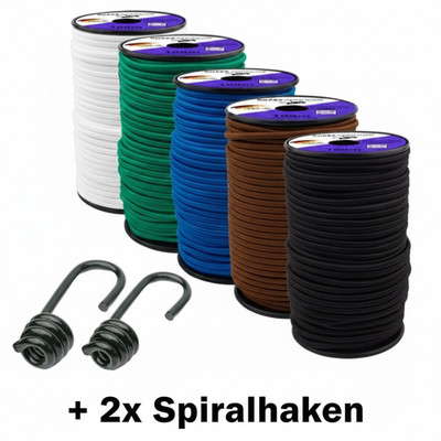 Expanderseil Gummiseil Seil 8mm Seil Planenseil Gepäckgummi +2x Spiralhaken