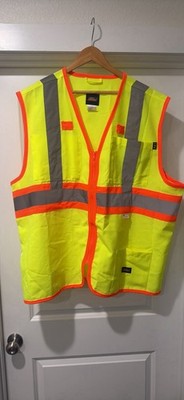Dickies Hi-Vis Reflective Safety Vest 2XL Yellow/Orange Gray Zip Polyester