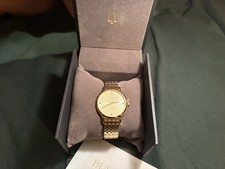 Bulova Women's Quartz Analog Gold-Tone Watch New In Box With Manual #97P123
