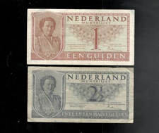 Netherlands, 1949, 1 & 2 1/2 Gulden, Lot of 2 Banknotes, F-VF!