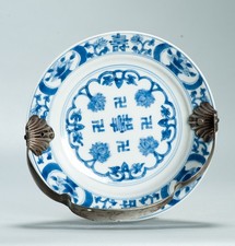 Antique Chinese Porcelain Kangxi period Buddhist Plate CHengua Marked Base