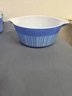 VINTAGE 1966 PYREX 475B 2 1/2 QUART BLUE STRIPES BARCODE CASSEROLE