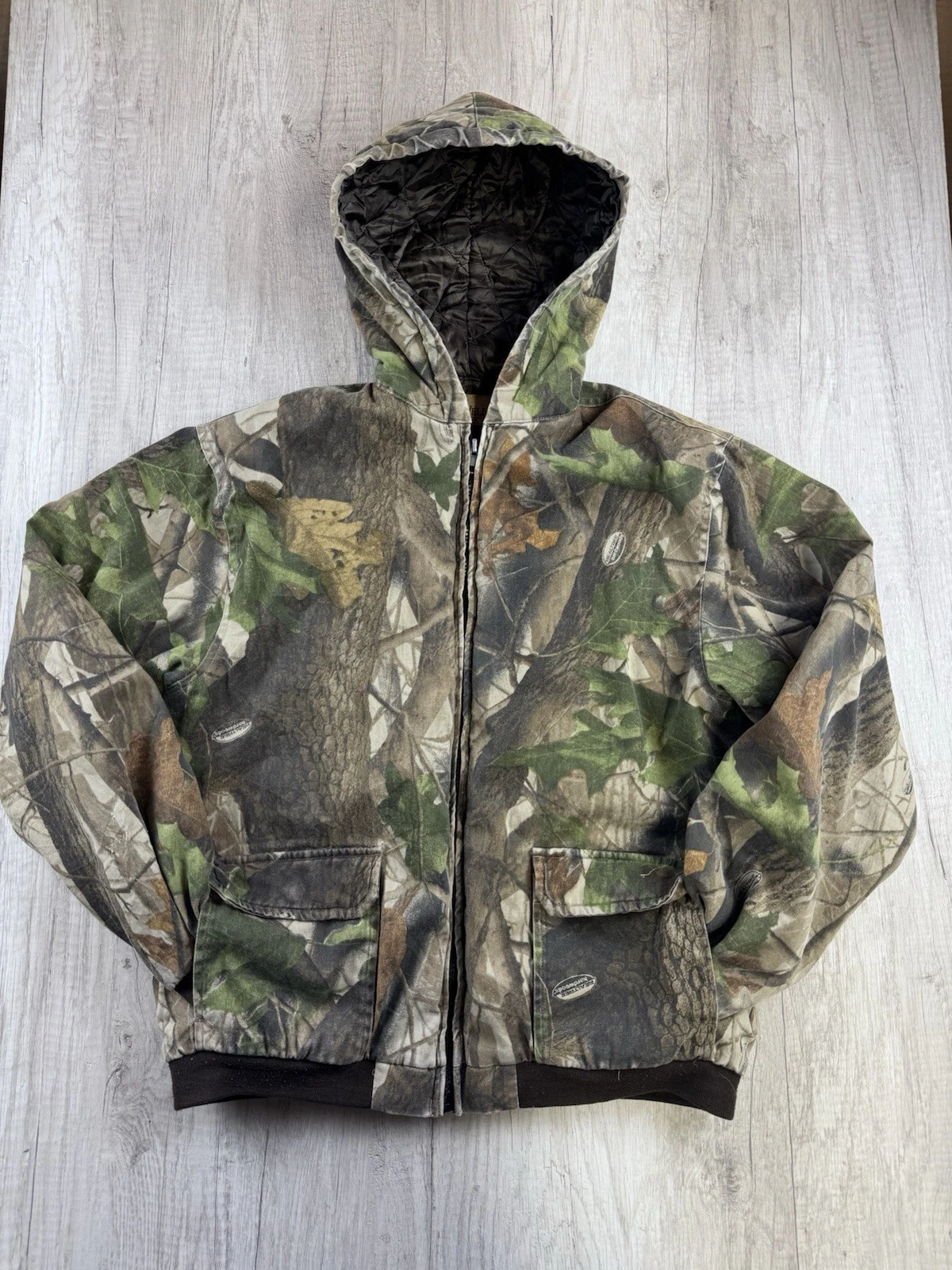 Vintage wells creek real tree hardwoods jacket men’s s camo hunting WR42