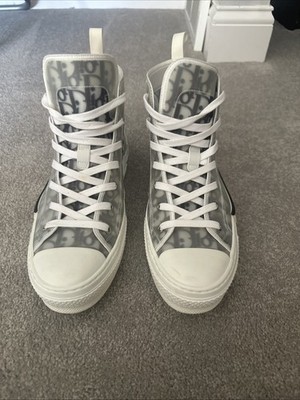 DIOR B23 League High-Top Sneaker White and Black Dior Oblique Canvas Sz 43 / 10