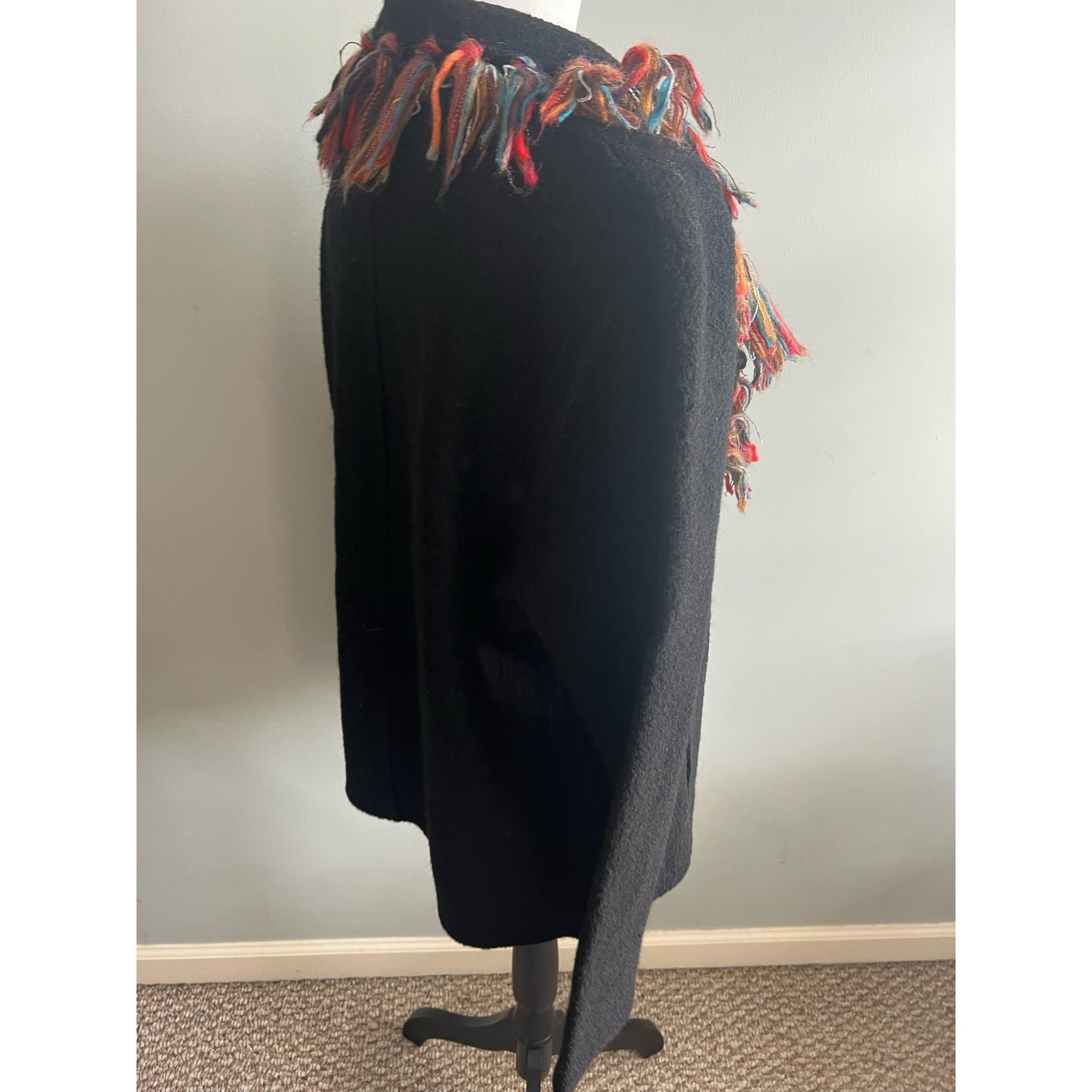 Ruby Rd Wool Jacket Black Open Front Multicolor F… - image 4