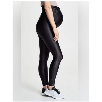 Koral Lustrous Maternity Black Shiny Belly Band Full Length Leggings