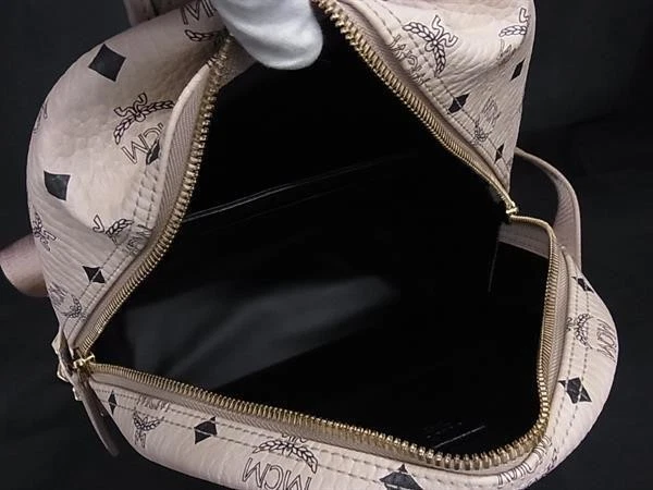 Mochila con tachuelas laterales MCM START (MMK65VE37IG001) en lona recubierta Visetos beige Foto 4 de 4