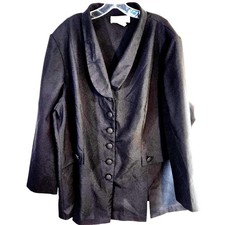 Allison Woods Women's Blazer 28W 28 W Black Plus Size 4X Coat Button Down Jacket