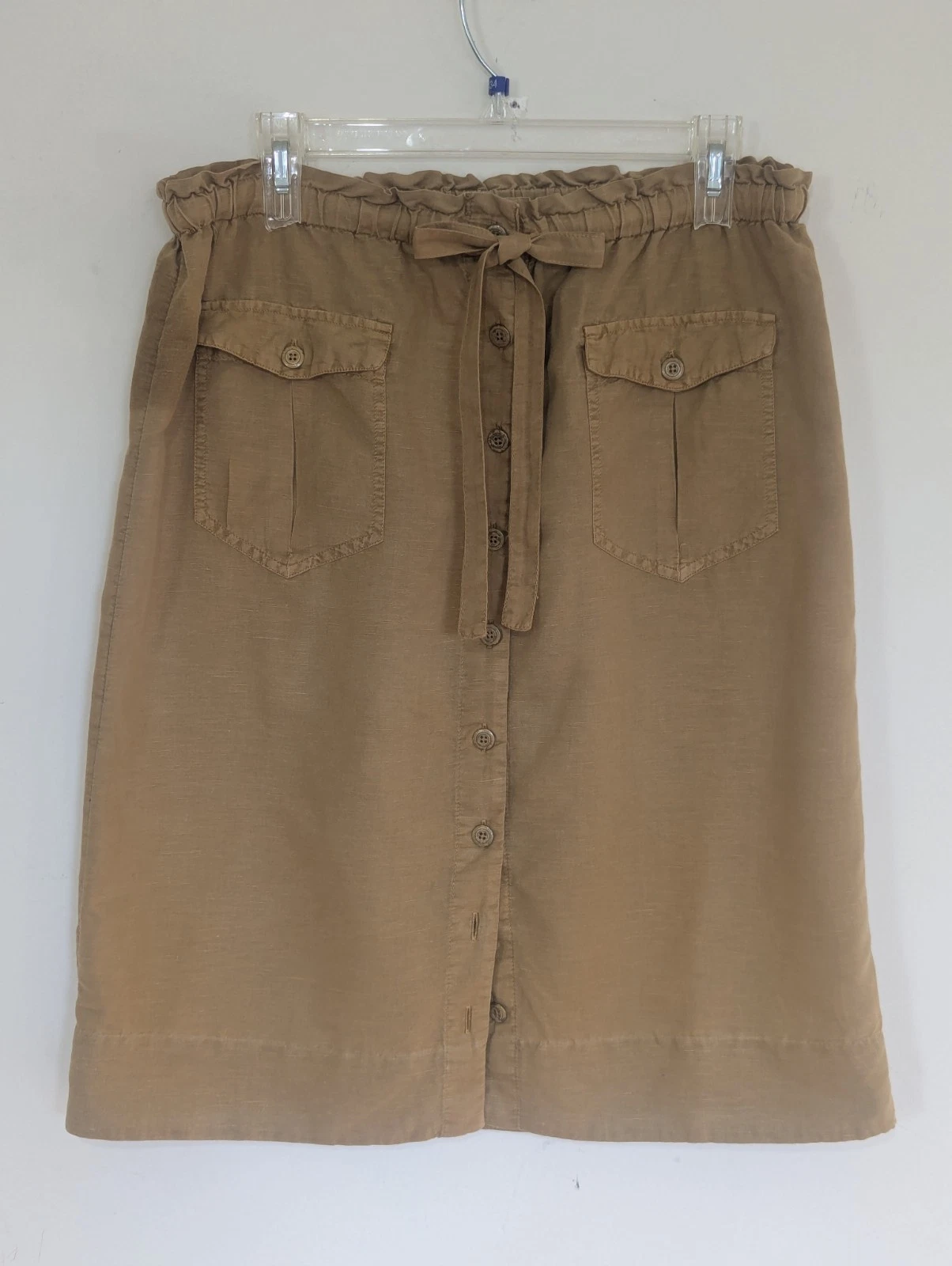 Sundance Women Linen Blend Skirt Sz PM Button Front Safari Granola Girl Cottage