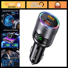 Bluetooth FM Transmitter for Car, 38W PD QC3.0 Dual USB Charger, Hands-Free Call