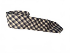 J. Crew Skinny Navy/White Check Plaid Cotton Men's Neck Tie Made in USA