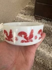 Vintage Red Rooster Milk Glass Bowl