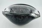 Vtg Archimede Seguso Murano Bullicante Black & Clear Art Glass Bowl or Ashtray