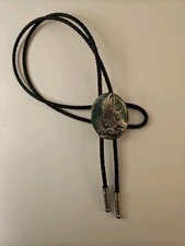 Siskiyou Buckle Co. Eagle bolo tie pewter slide and a black braided leather cord