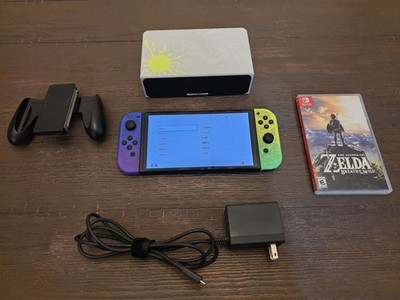 Nintendo Switch OLED Splatoon 3 Edition Bundle w/ Zelda BOTW GREAT CONDITION