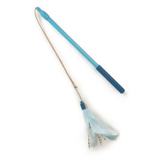 Interactive Cat Toy Extendable Retractable Wand with Feathers for Frisky Flyer
