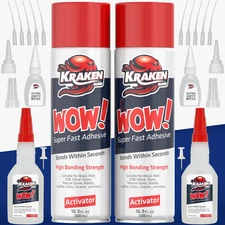 Kraken Bond WOW Super-Fast Adhesive Set – XL  Set, 16.9 fl. oz (500 mL)