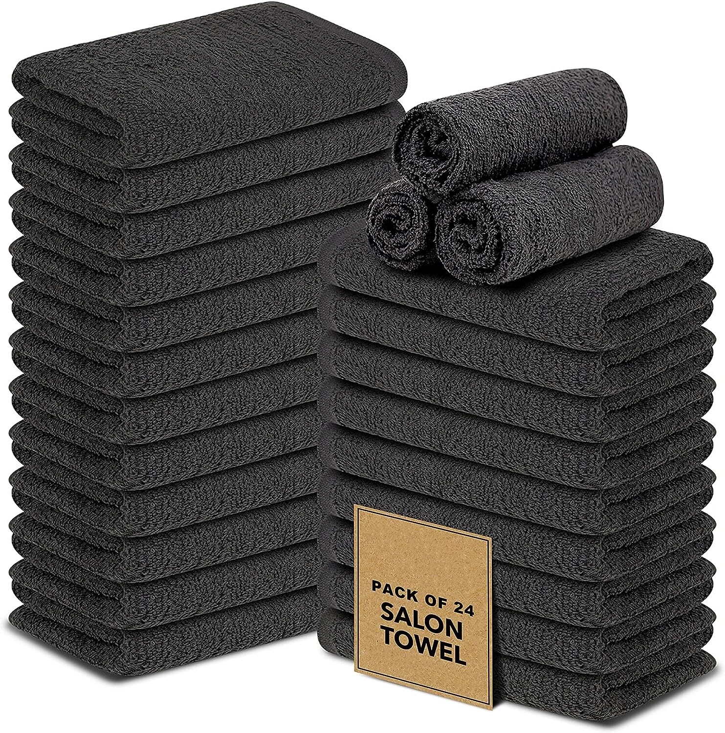 24x Salon Spa Hairdressers Soft Cotton Towels 50 x 80 cm Hand Black, White, Grey