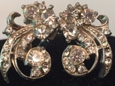Pair of Rhinestone Shoe Dress Clips Rhinestone Vintage Bow  Ribbon Victorian