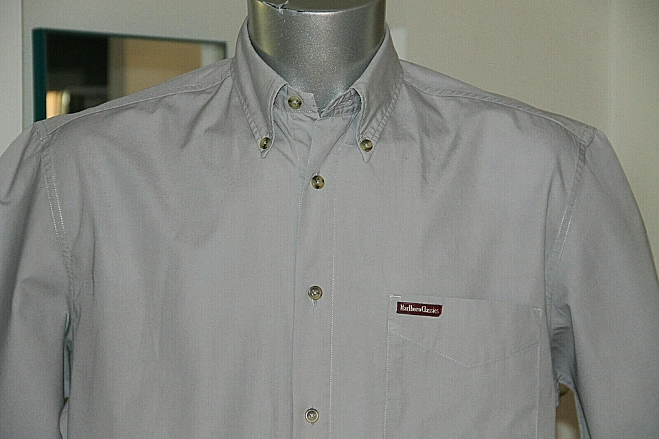 Camisa Manga Corta Algodón Gris MARLBORO CLASSICS Talla Grande Excelente Estado Foto 2 de 3