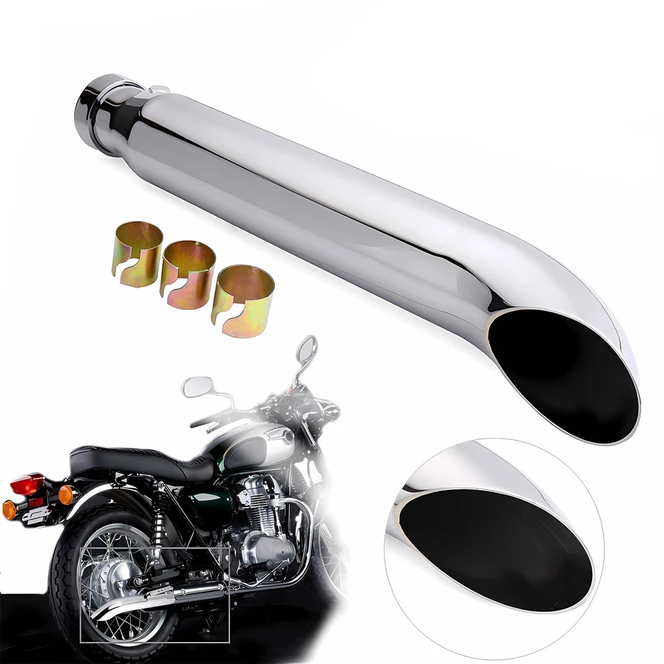 2x 20" Universal Motorcycle Exhaust Pipe Silencer Muffler For Harley Cafe Racer Foto 2 de 4