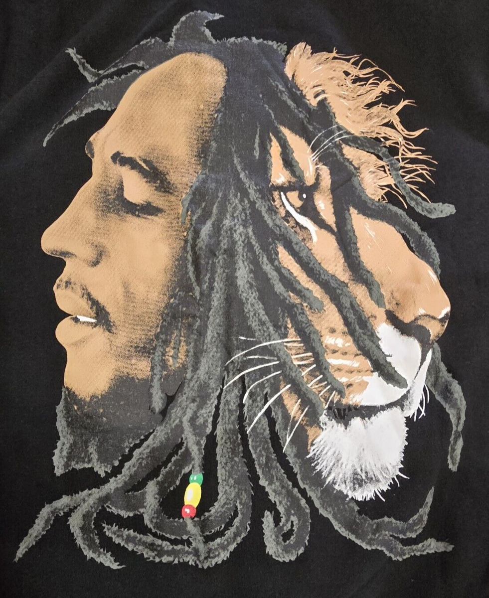 Iron Lion Zion Bob Marley Full Zip Black Hoodie Men's XL Rasta