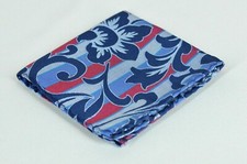 Lord R Colton Masterworks Tripoli Navy  Red Floral Silk Pocket Square - 75 New
